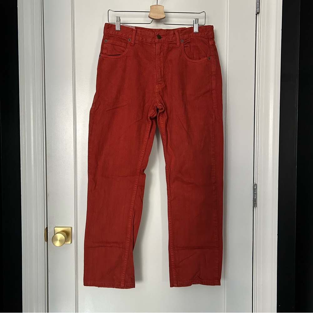 Billy Reid Red Linen Jeans